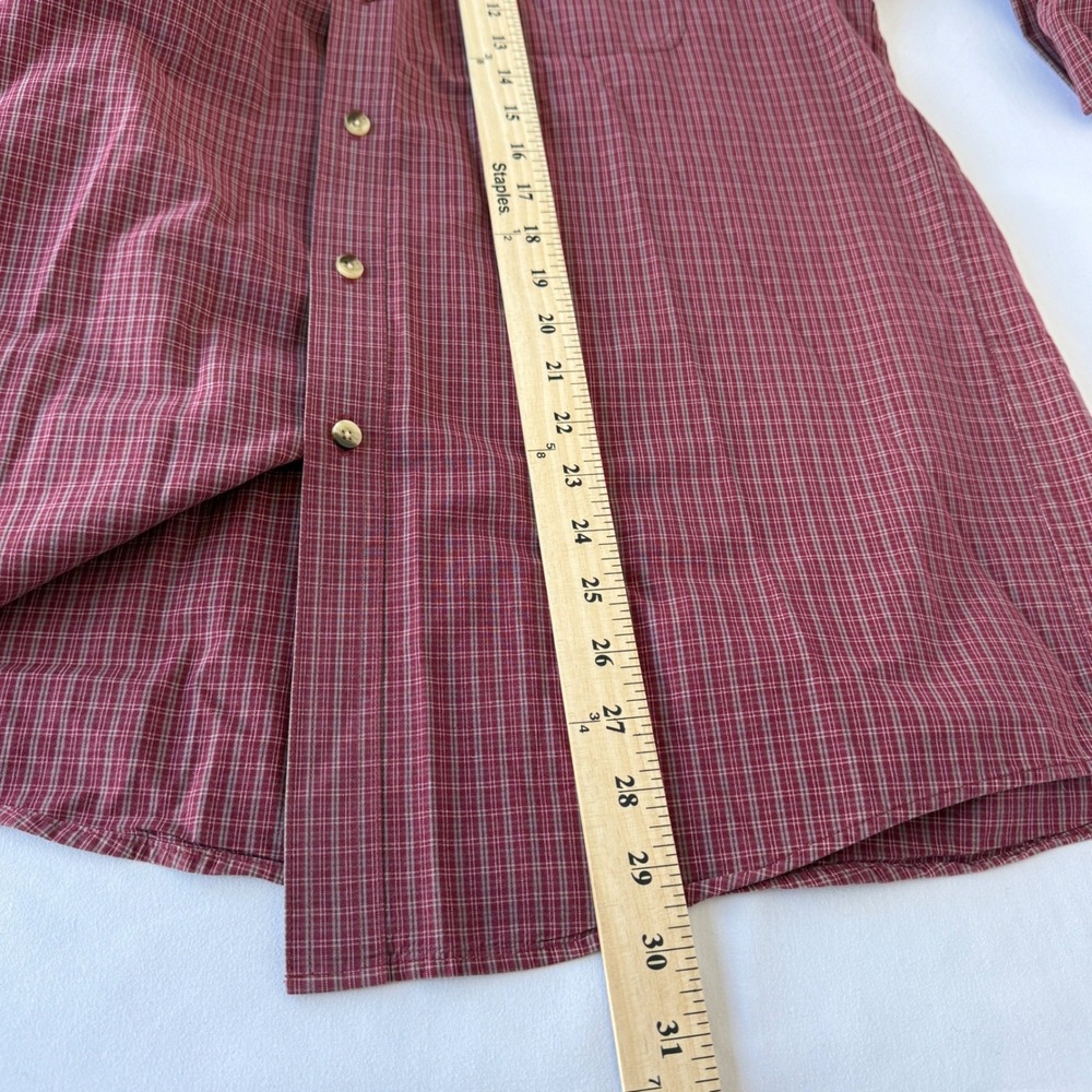 LL Bean Mens Red Grey Micro Plaid Long Sleeve Button Down Shirt Large Regular - Picture 8 of 8